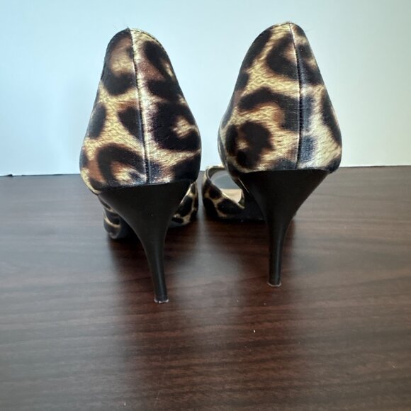 Carlos by Carlos Santana Women's Brown Black Cheetah Heels Roulette Pumps Size 8 - Picture 5 of 9